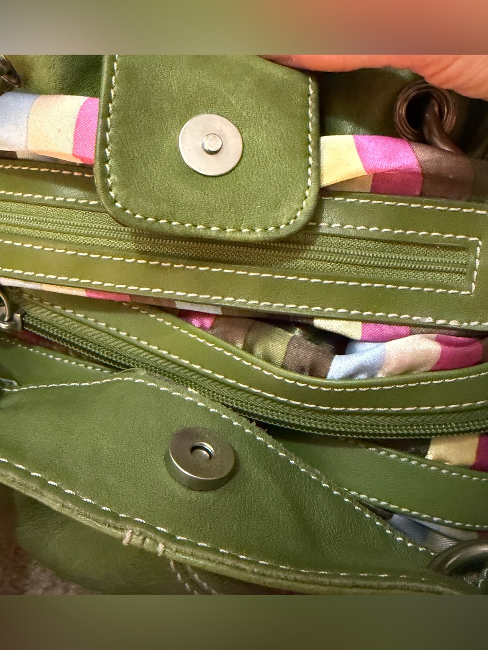 Tignanello Green Leather Shoulder Tote (EUC) - Picture 2 of 16